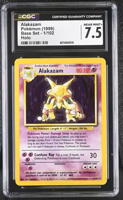 CGC 7.5 Alakazam 1999 Base Set 1/102 Holo Pokemon Card - Image 1