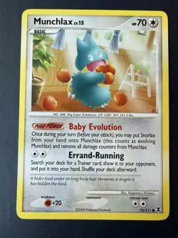 Pokemon TCG Munchlax Rising Rivals Card 70/111 2009 Regular Common - Image 1