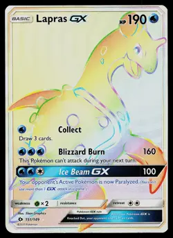 Pokemon Card - Lapras GX Sun & Moon Base Set 151/149 Secret Rare - Image 1