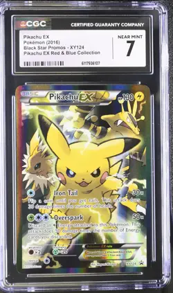 CGC 7 Pikachu EX 2016 Black Star Promos XY124 Holo Pokemon Card - Image 1