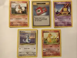 Lot Of 5 French Pokemon Base Set Unlimited Cards Growlithe - NM - Image 1