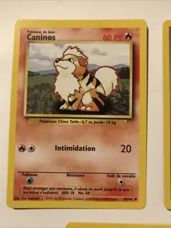 Lot Of 5 French Pokemon Base Set Unlimited Cards Growlithe - NM - Image 2