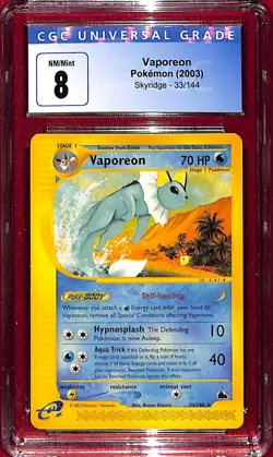 CGC 8 2003 Pokemon Skyridge Vaporeon #33 - Image 1