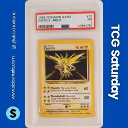 1999 POKEMON UNLIMITED #16/102 ZAPDOS RARE HOLO PSA 7 - Image 1