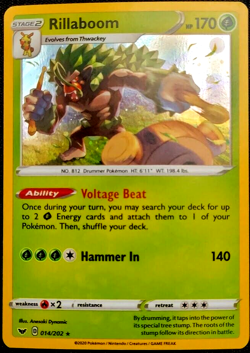 Pokemon TCG | Rillaboom | Sword & Shield Base Set | #14/202 | Holo Rare - Image 1