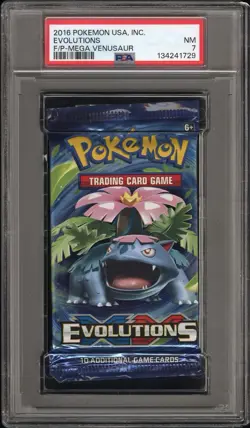 2016 Pokemon Evolutions PSA 7 MINT Graded Venusaur Sealed Booster Pack - Image 1