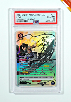 Attack On Titan PSA 10 Levi #011 Parallel 3 Star Union Arena 2024 Japanese - Image 1
