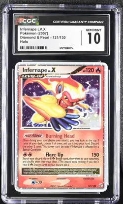 CGC 10 GEM MINT Infernape LV.X 2007 Diamond & Pearl 121/130 Holo Pokemon Card - Image 1