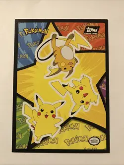 Topps Pokemon First Movie Black Logo Pikachu/Raichu Sticker Card - Image 1