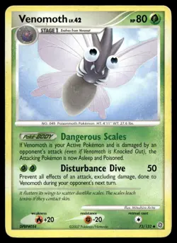 Venomoth 73/132 Pokemon Card Secret Wonders Uncommon 80 HP LP C15. - Image 1
