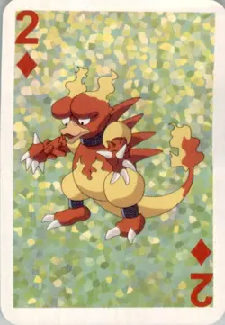 1999 Pokemon Bicycle Mini Poker Cards Magmar English #2 OF DIAMONDS Vintage - Image 1
