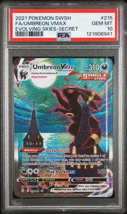 2021 POKEMON SWORD & SHIELD EVOLVING SKIES SECRET FULL ART/UMBREON VMAX PSA 10 - Image 1