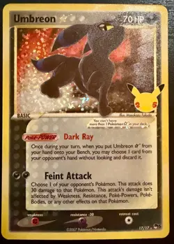 Umbreon Gold Star 17/17 Celebrations: Classic Collection Pokemon Near Mint NM - Image 1