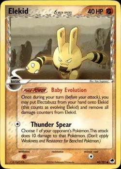 Pokemon Elekid (Delta Species) Dragon Frontiers 48/101 Light Play LP+ or Better - Image 1