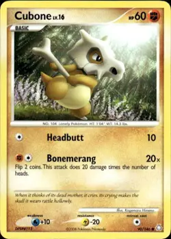 Pokemon Cubone Legends Awakened 90/146 Light Play LP+ or Better - Image 1