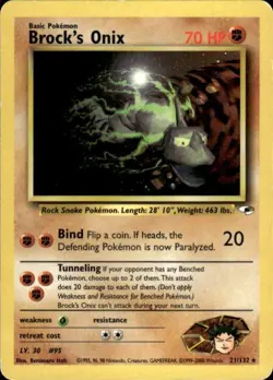 Pokemon Brock's Onix (21) Gym Heroes 021/132 Light Play LP+ or Better - Image 1