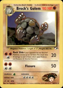 Pokemon Brock's Golem Gym Heroes 020/132 Light Play LP+ or Better - Image 1
