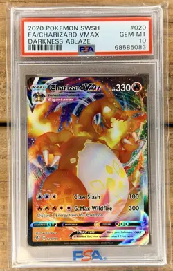 2020 POKEMON SWORD & SHIELD DARKNESS ABLAZE #020 FULL ART/CHARIZARD VMAX PSA 10 - Image 1