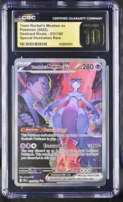 Team Rocket's Mewtwo EX *CGC PRISTINE 10* SIR *Destined Rivals* #231 * Pokemon - Image 1