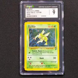 Scyther 17/130 2000 Pokemon Base Set 2 - Unlimited Rare Holo CGC 9 - Image 1