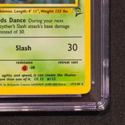 Scyther 17/130 2000 Pokemon Base Set 2 - Unlimited Rare Holo CGC 9 - Image 5