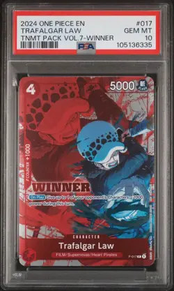 2024 ONE PIECE TOURNAMENT PACK VOL.7 WINNER #017 TRAFALGAR LAW PSA 10 - Image 1