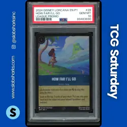 2023 DISNEY LORCANA P1 LEAGUE PROMO #28/P1 HOW FAR I'LL GO PSA 10 - Image 1