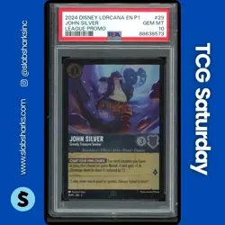 2024 DISNEY LORCANA CH1 #29/P1 JOHN SILVER GREEDY TREAS SEEK LEAGUE PROMO PSA 10 - Image 1