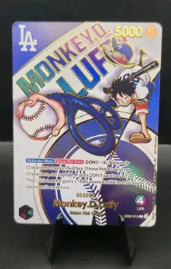 One Piece x LA Dodgers Non-TCG Monkey D. Luffy & Ace Holofoil DISPLAY Card Promo - Image 5