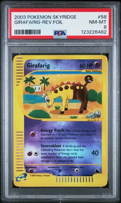 Skyridge 58 Girafarig Reverse Foil PSA 8 Pokemon NM-MT - Image 1