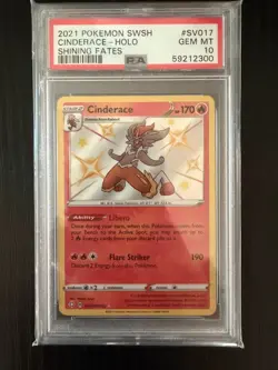 2021 Pokemon SWSH Shining Fates SV017 Cinderace PSA 10 - Image 1