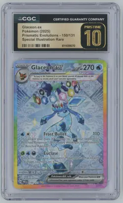 2025 Pokemon Prismatic Evolutions SIR Glaceon ex PRISTINE CGC 10 Rare #150 A64 - Image 1