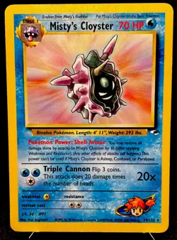 Misty's Cloyster 29/132 MP Non Holo Rare Gym Challenge Pokemon Card! - Image 1