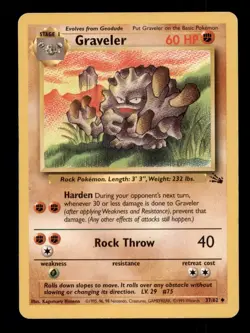 4x Pokemon Card Graveler Fossil 37/62 MODERATELY PLAYED Non-Holo Uncommon TCG!!! - Image 1