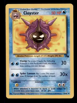 4x Pokemon Card Cloyster Fossil 32/62 MODERATELY PLAYED Non-Holo Uncommon TCG!!! - Image 1