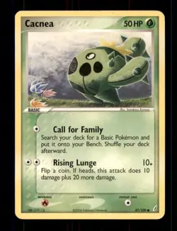 2X Pokemon Card Cacnea (EX Crystal Guardians) 47/100 MODERATELY PLAYED Common!!! - Image 1