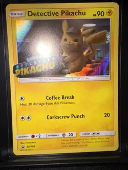 Pokemon Detective Pikachu SM190 Stamped Holo Promo Card SM Promos SMP Excellent - Image 1