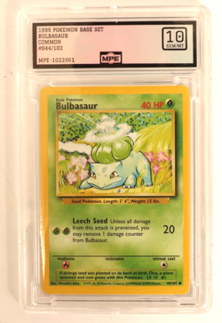 1999 POKEMON BASE SET UNLIMITED #44/102 BULBASAUR MPE 10 GEM MINT - Image 1