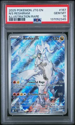 2025 POKEMON JTG EN-JOURNEY TOGETHER ILLUSTRATION RARE #167 N'S RESHIRAM PSA 10 - Image 1