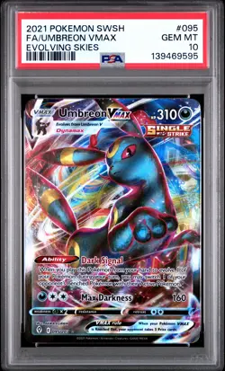 2021 POKEMON SWORD & SHIELD EVOLVING SKIES #095 FULL ART/UMBREON VMAX PSA 10 - Image 1