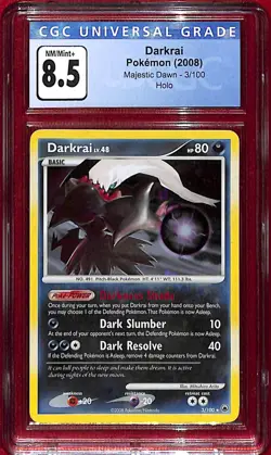 CGC 8.5 2008 Pokemon Diamond and Pearl Majestic Dawn Holo Darkrai #3 - Image 1