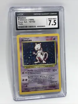 CGC 7.5 Near Mint+ Mewtwo Base Set (1999) 10/102 Holo Pokemon TCG Rare Graded - Image 1