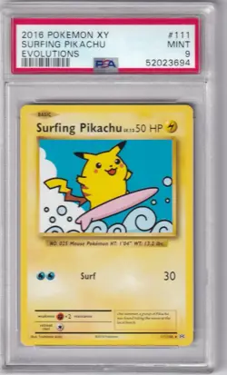 2016 Pokemon XY Evolutions - Surfing Pikachu #111 PSA 9 MINT !! - Image 1