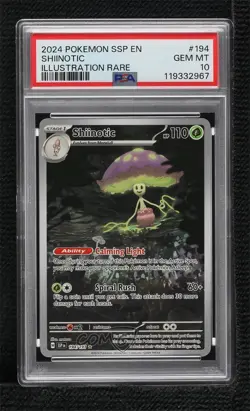 Shiinotic Illustration Rare Pokemon SV08: Surging Sparks PSA 10 GEM MT - Image 1
