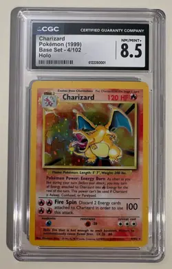 1999 POKEMON BASE SET #4 CHARIZARD HOLO CGC 8.5 NM/MINT+ - Image 1