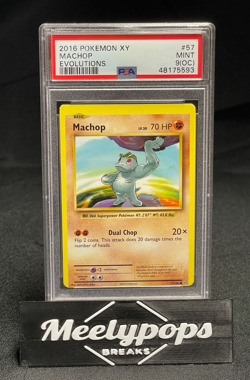 Machop 2016 Pokemon XY Evolutions #57 PSA 9 MINT Error Off Center - Image 1