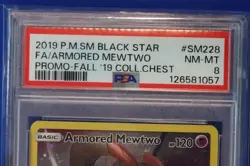 2019 Pokemon SM Black Star FA ARMORED MEWTWO Card PSA 8 #SM228 Fall Promo CC TCG - Image 3