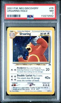 2001 Pokemon Neo Discovery URSARING Holo Foil Card #15 PSA 7 NM WOTC RARE! - Image 1