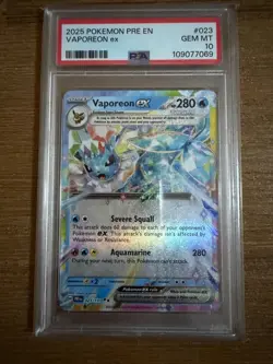 PSA 10 Vaporeon ex 023/131 Prismatic Evolutions Pokemon Card - Image 1