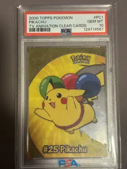 2000 Topps Pokemon Pikachu TV Animation Clear Cards Gem Mint #PC1 PSA 10 - Image 1